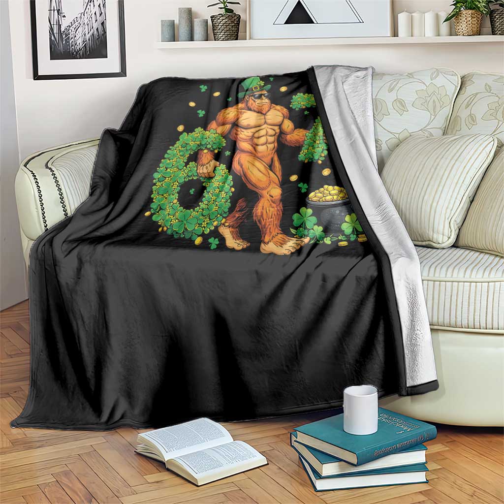 67 St Patricks Day Throw Blanket Funny Bigfoot Six Seven Shamrock Party Meme