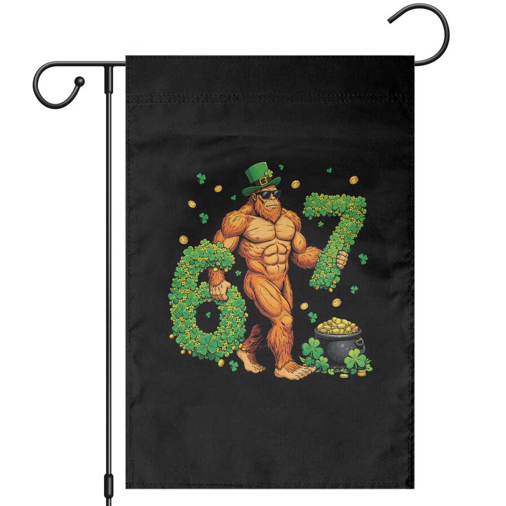 67 St Patricks Day Garden Flag Funny Bigfoot Six Seven Shamrock Party Meme