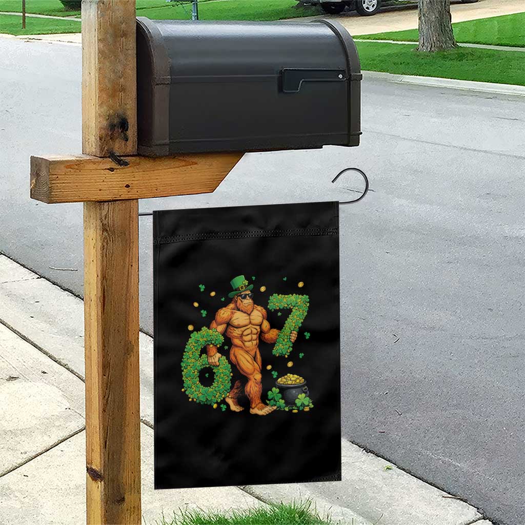 67 St Patricks Day Garden Flag Funny Bigfoot Six Seven Shamrock Party Meme