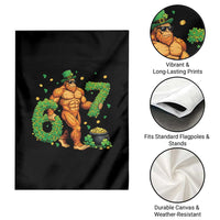 67 St Patricks Day Garden Flag Funny Bigfoot Six Seven Shamrock Party Meme