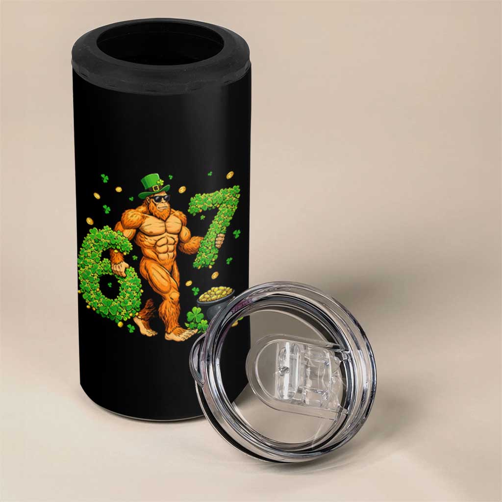 67 St Patricks Day 4 in 1 Can Cooler Tumbler Funny Bigfoot Six Seven Shamrock Party Meme