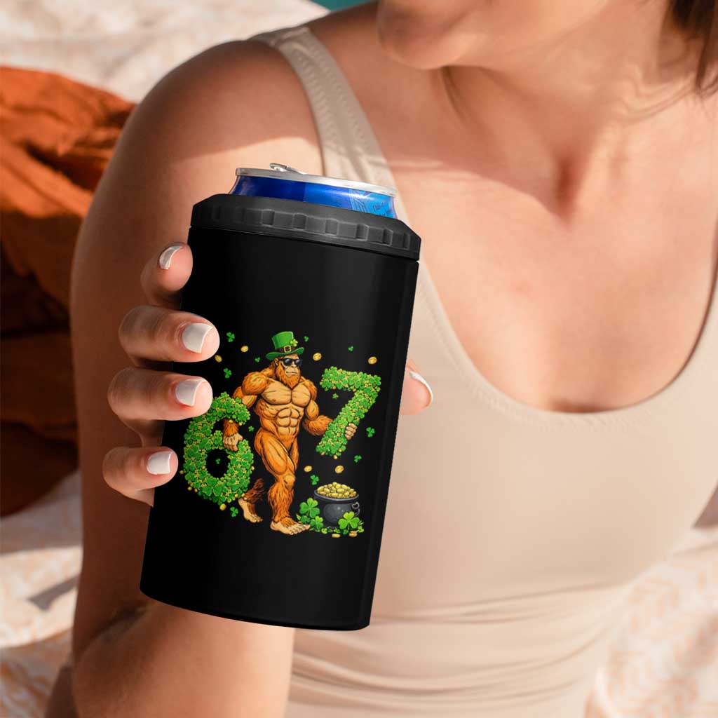 67 St Patricks Day 4 in 1 Can Cooler Tumbler Funny Bigfoot Six Seven Shamrock Party Meme