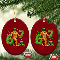 67 St Patricks Day Ceramic Ornament Funny Bigfoot Six Seven Shamrock Party Meme