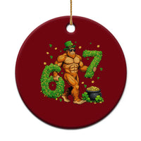 67 St Patricks Day Ceramic Ornament Funny Bigfoot Six Seven Shamrock Party Meme