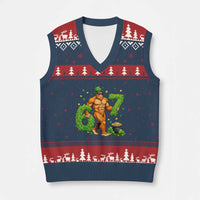 67 St Patricks Day V-Neck Knit Sweater Vest Funny Bigfoot Six Seven Shamrock Party Meme