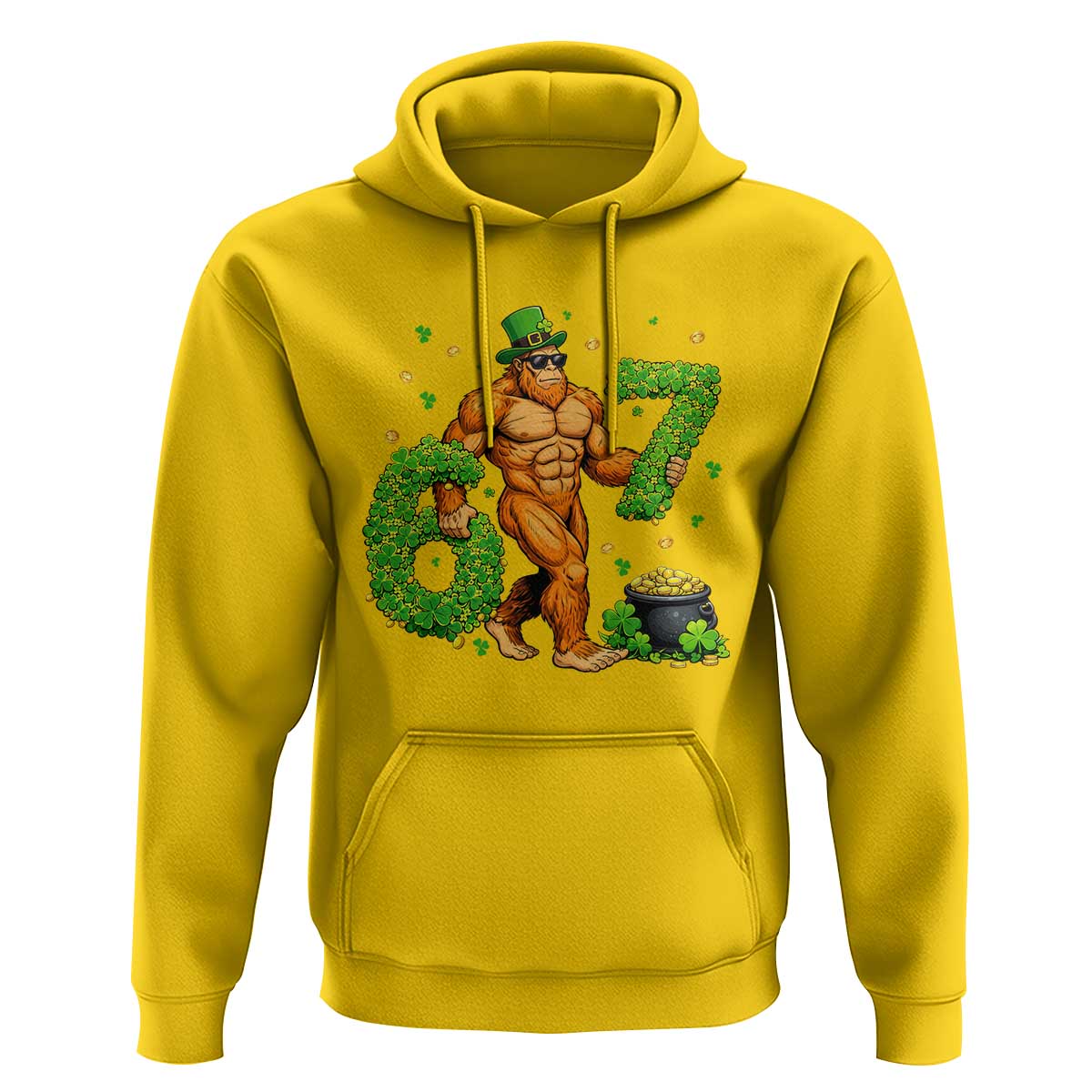 67 St Patricks Day Hoodie Funny Bigfoot Six Seven Shamrock Party Meme