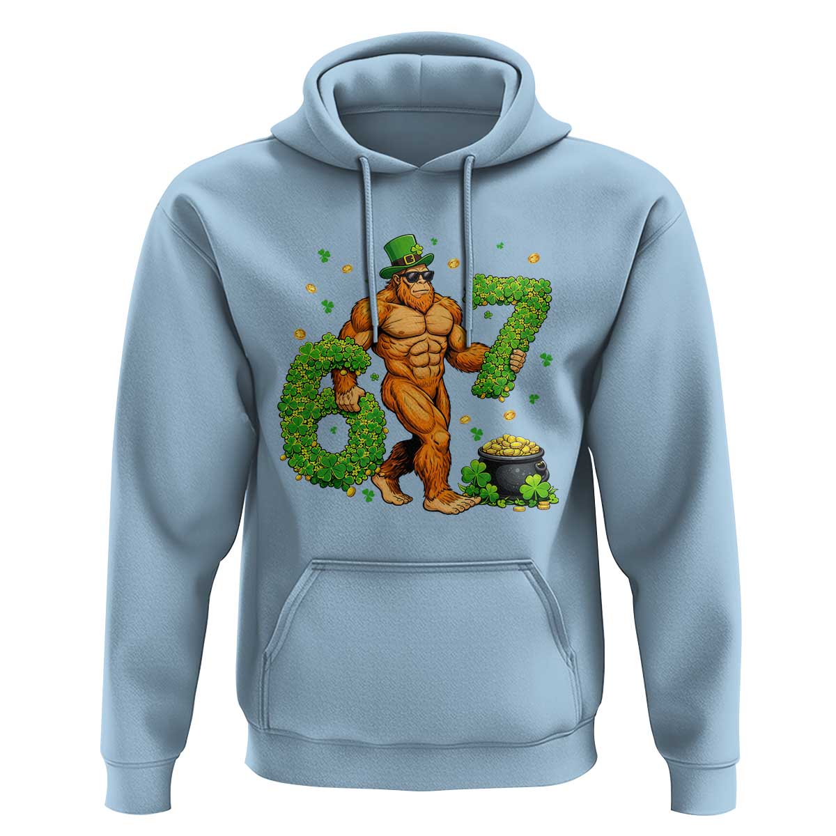 67 St Patricks Day Hoodie Funny Bigfoot Six Seven Shamrock Party Meme