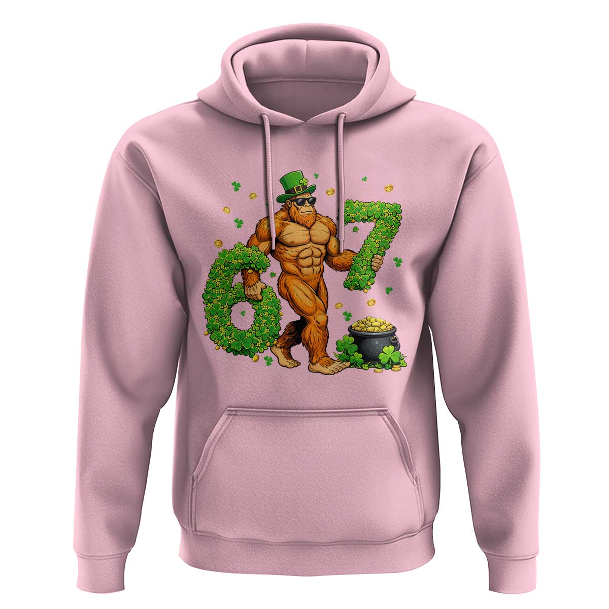 67 St Patricks Day Hoodie Funny Bigfoot Six Seven Shamrock Party Meme