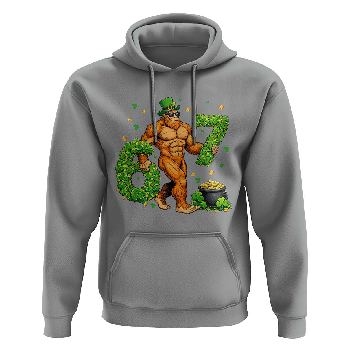 67 St Patricks Day Hoodie Funny Bigfoot Six Seven Shamrock Party Meme
