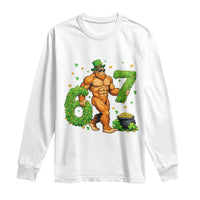 67 St Patricks Day Long Sleeve Shirt Funny Bigfoot Six Seven Shamrock Party Meme