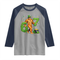 67 St Patricks Day Raglan Shirt Funny Bigfoot Six Seven Shamrock Party Meme