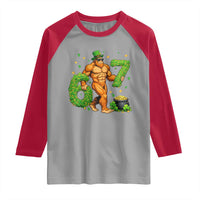 67 St Patricks Day Raglan Shirt Funny Bigfoot Six Seven Shamrock Party Meme