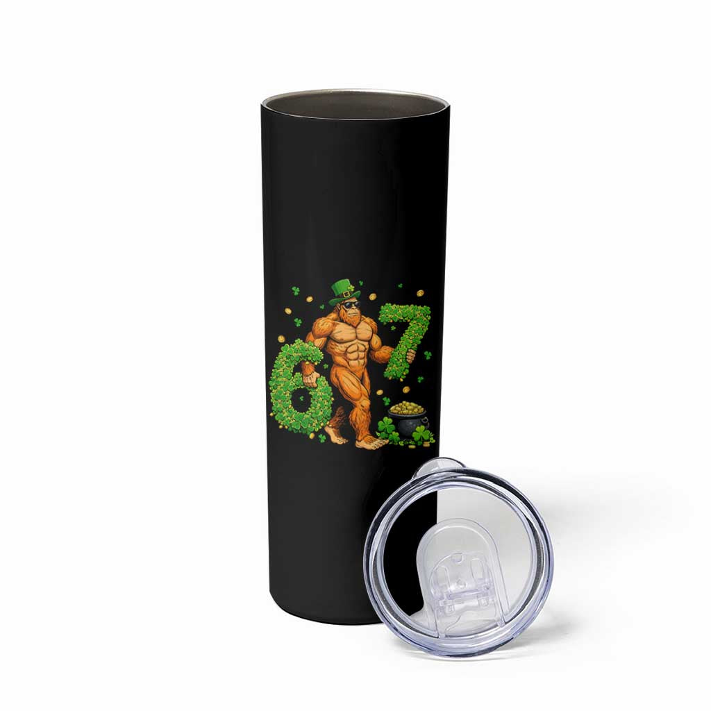 67 St Patricks Day Skinny Tumbler Funny Bigfoot Six Seven Shamrock Party Meme