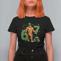 67 St Patricks Day T Shirt For Women Funny Bigfoot Six Seven Shamrock Party Meme