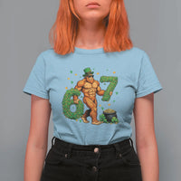67 St Patricks Day T Shirt For Women Funny Bigfoot Six Seven Shamrock Party Meme