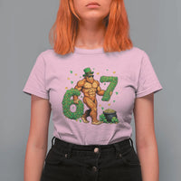 67 St Patricks Day T Shirt For Women Funny Bigfoot Six Seven Shamrock Party Meme