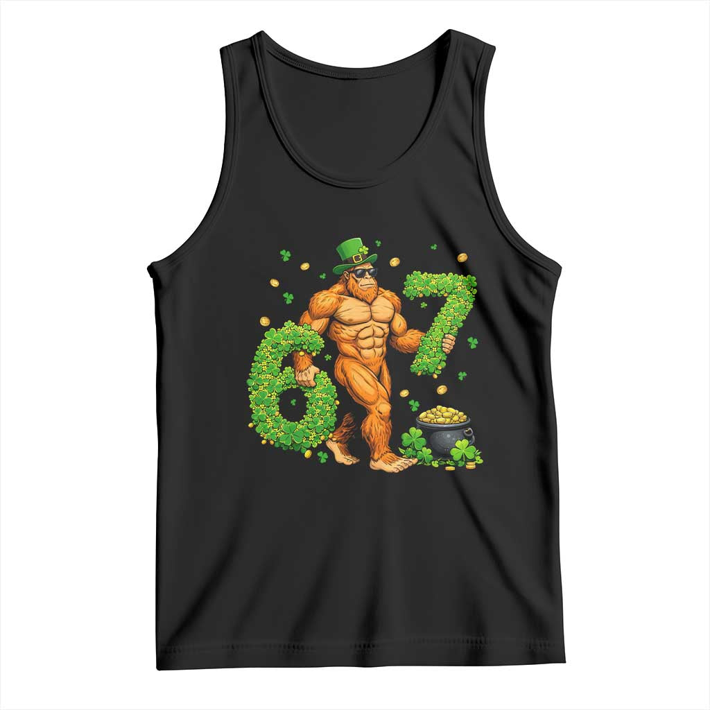 67 St Patricks Day Tank Top Funny Bigfoot Six Seven Shamrock Party Meme