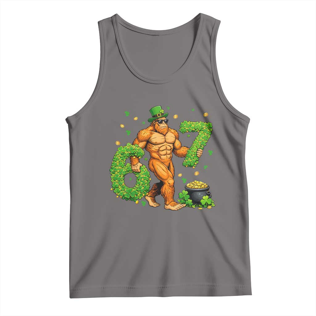 67 St Patricks Day Tank Top Funny Bigfoot Six Seven Shamrock Party Meme