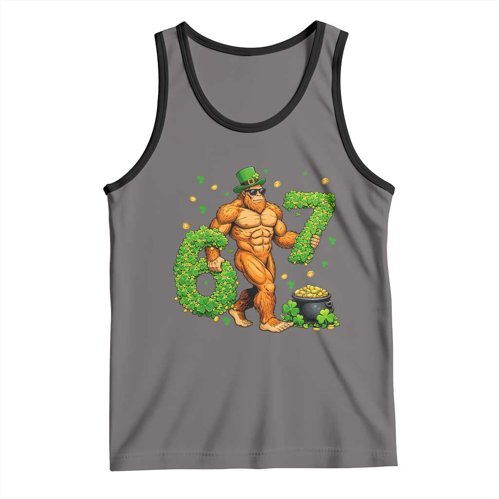67 St Patricks Day Tank Top Funny Bigfoot Six Seven Shamrock Party Meme