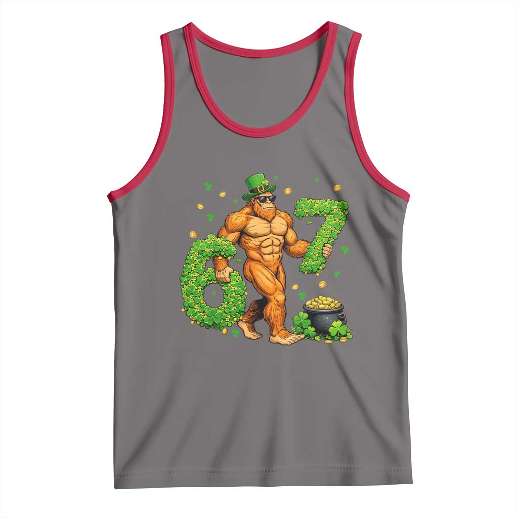 67 St Patricks Day Tank Top Funny Bigfoot Six Seven Shamrock Party Meme