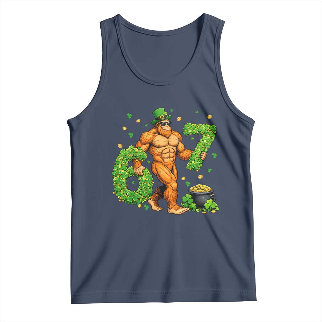 67 St Patricks Day Tank Top Funny Bigfoot Six Seven Shamrock Party Meme