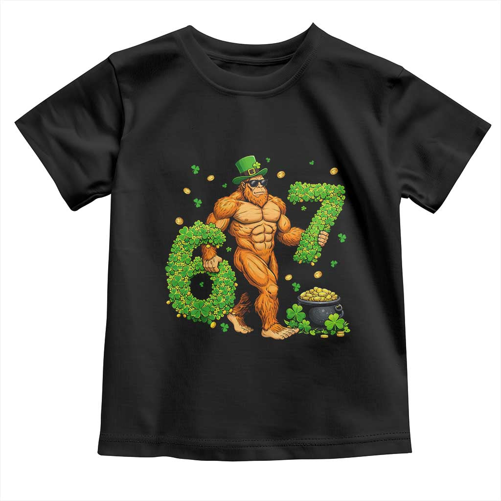 67 St Patricks Day Toddler T Shirt Funny Bigfoot Six Seven Shamrock Party Meme