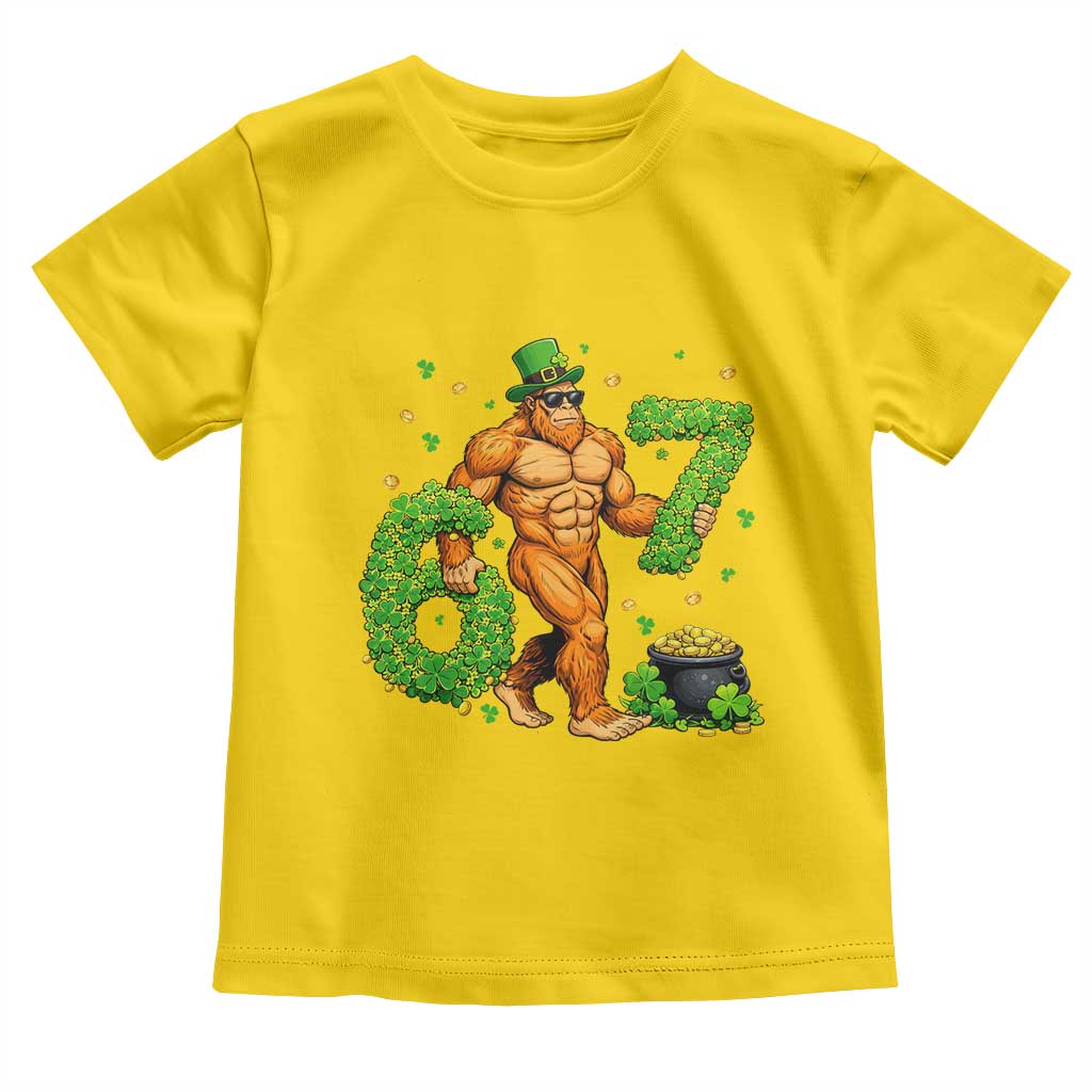 67 St Patricks Day Toddler T Shirt Funny Bigfoot Six Seven Shamrock Party Meme