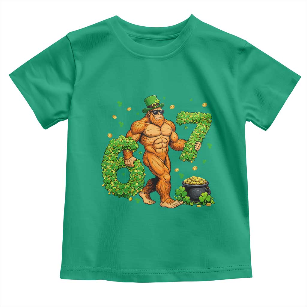 67 St Patricks Day Toddler T Shirt Funny Bigfoot Six Seven Shamrock Party Meme