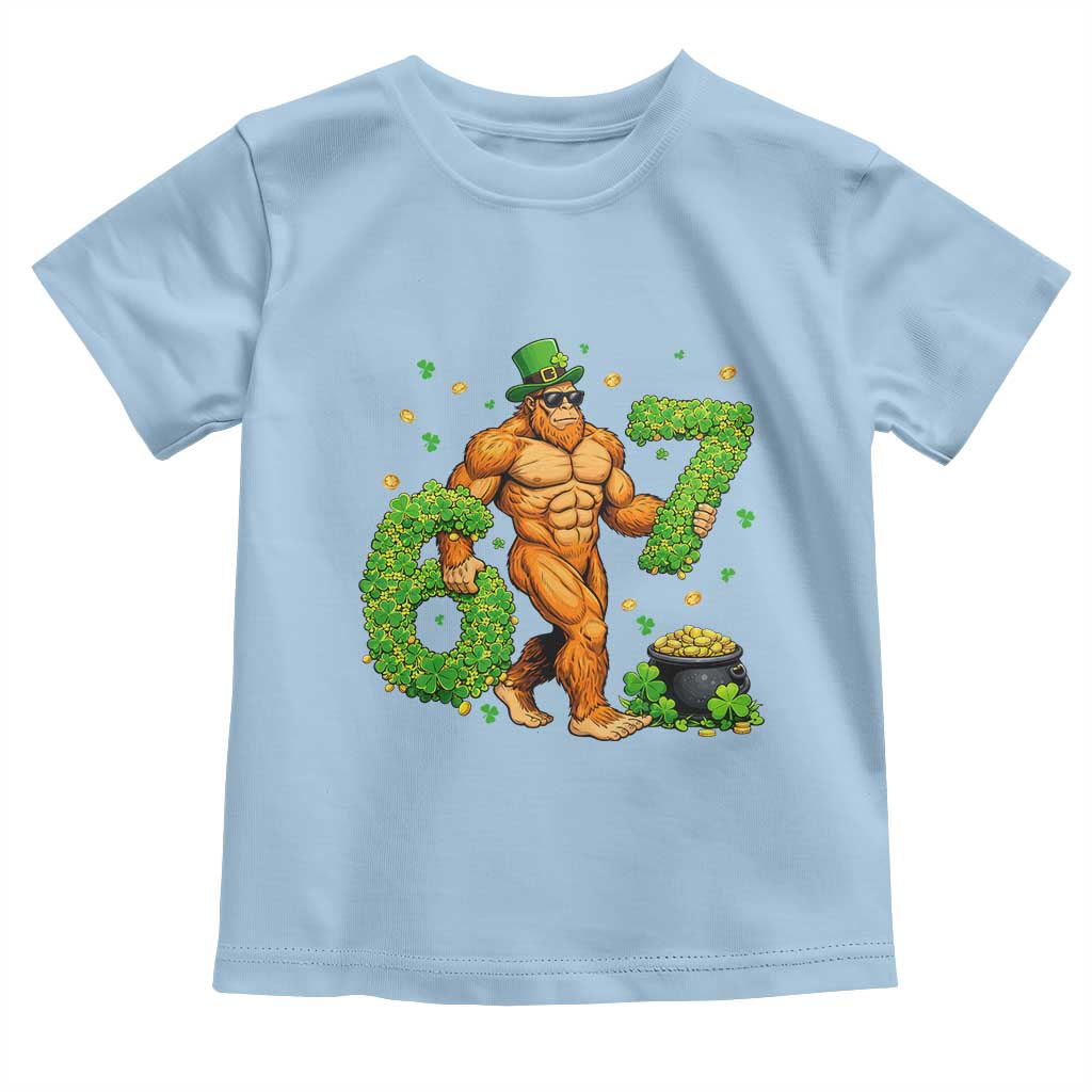67 St Patricks Day Toddler T Shirt Funny Bigfoot Six Seven Shamrock Party Meme