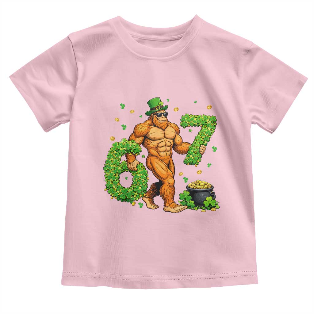 67 St Patricks Day Toddler T Shirt Funny Bigfoot Six Seven Shamrock Party Meme