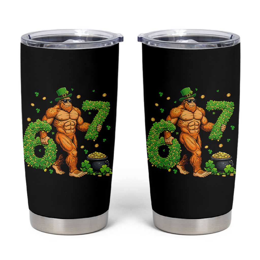 67 St Patricks Day Tumbler Cup Funny Bigfoot Six Seven Shamrock Party Meme
