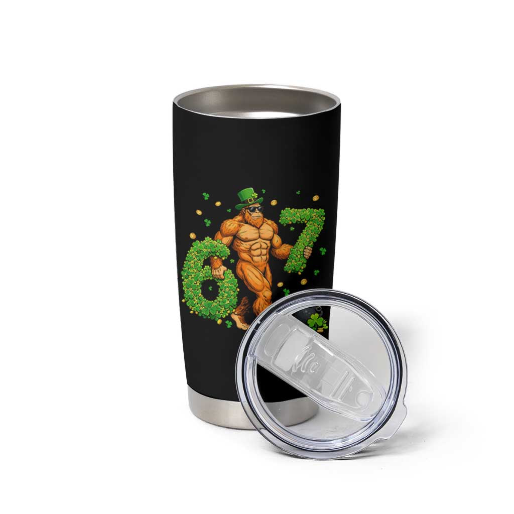 67 St Patricks Day Tumbler Cup Funny Bigfoot Six Seven Shamrock Party Meme