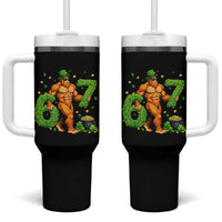 67 St Patricks Day Tumbler With Handle Funny Bigfoot Six Seven Shamrock Party Meme