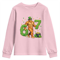 67 St Patricks Day Youth Sweatshirt Funny Bigfoot Six Seven Shamrock Party Meme