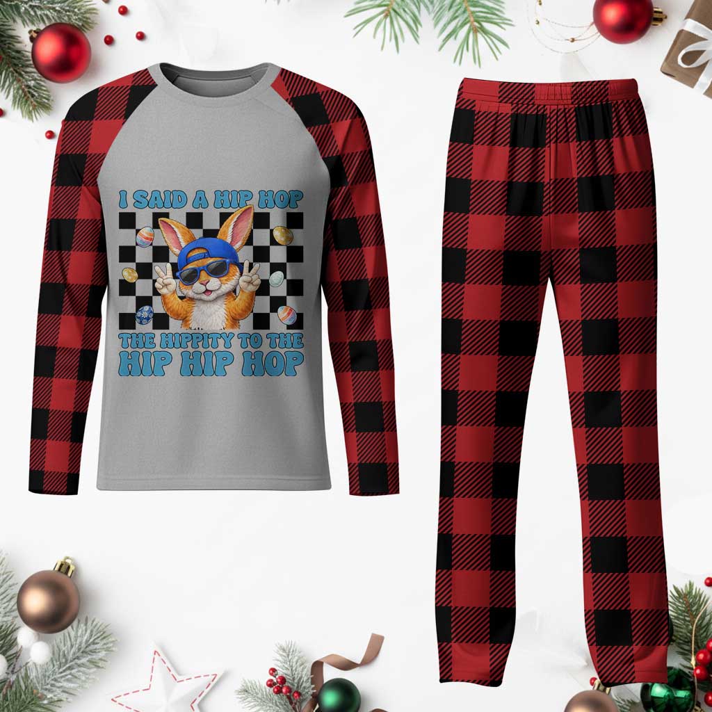 Funny Easter Bunny Plaid Pajama Set I Said A Hip Hop The Hippity To The Hip Hip Hop