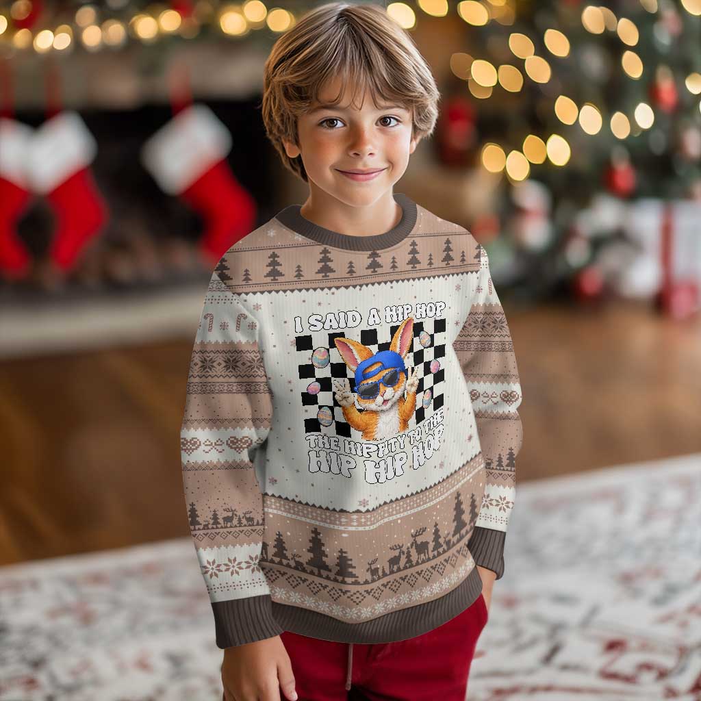 Funny Easter Bunny Ugly Christmas Sweater I Said A Hip Hop The Hippity To The Hip Hip Hop
