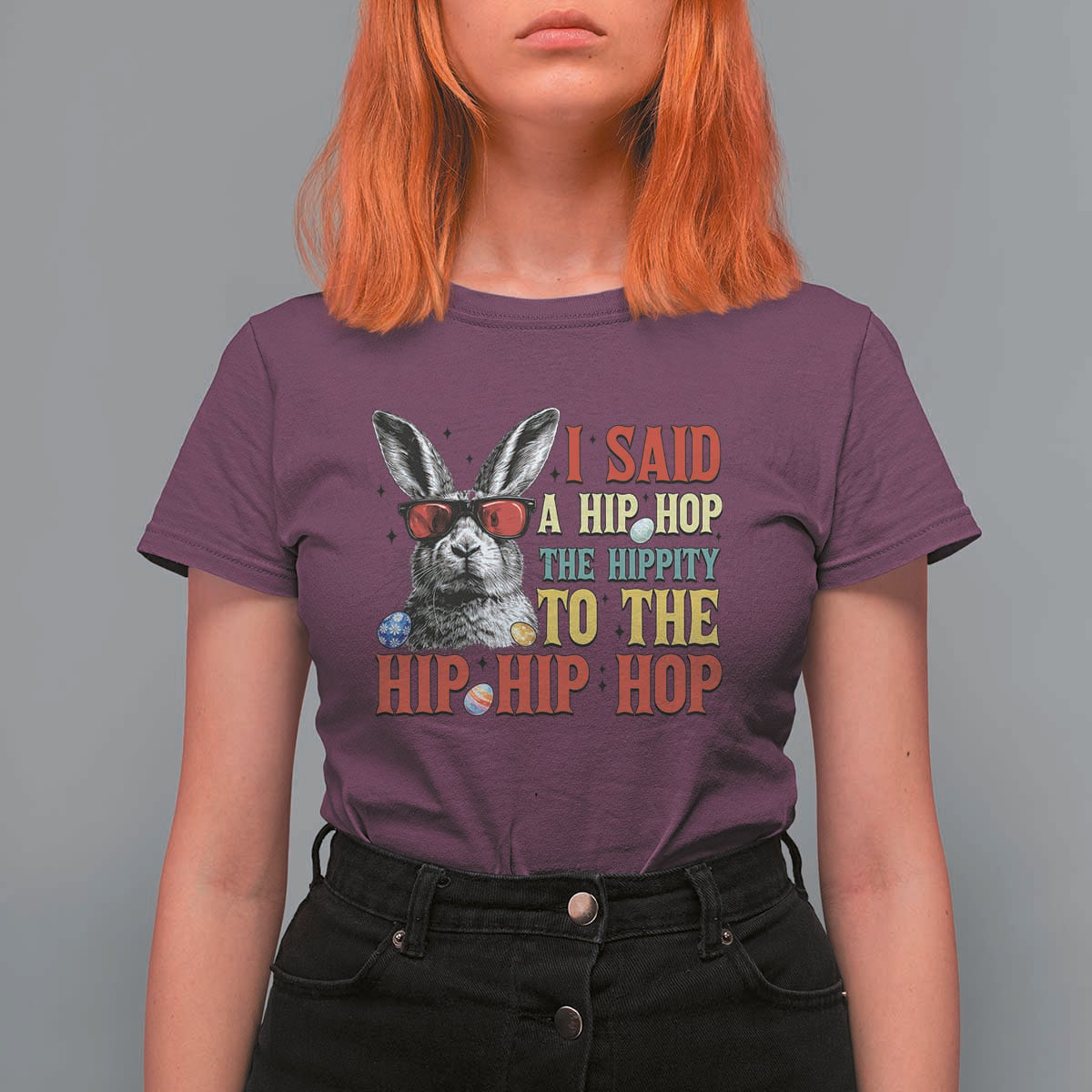 I Said A Hip Hop The Hippity To The Hip Hip Hop T Shirt For Women Funny Easter Bunny Rapper Sunglasses