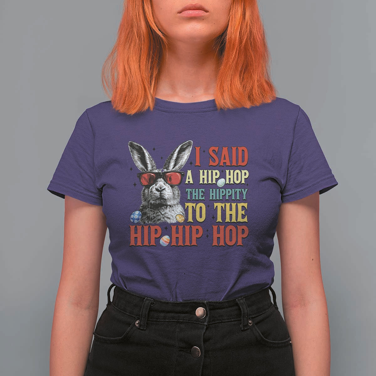 I Said A Hip Hop The Hippity To The Hip Hip Hop T Shirt For Women Funny Easter Bunny Rapper Sunglasses