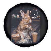Easter Bunny Iced Coffee Spare Tire Cover Funny Rabbit Egg Painting