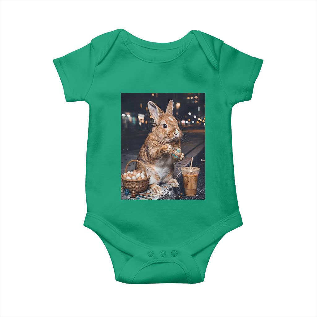 Easter Bunny Iced Coffee Baby Onesie Funny Rabbit Egg Painting