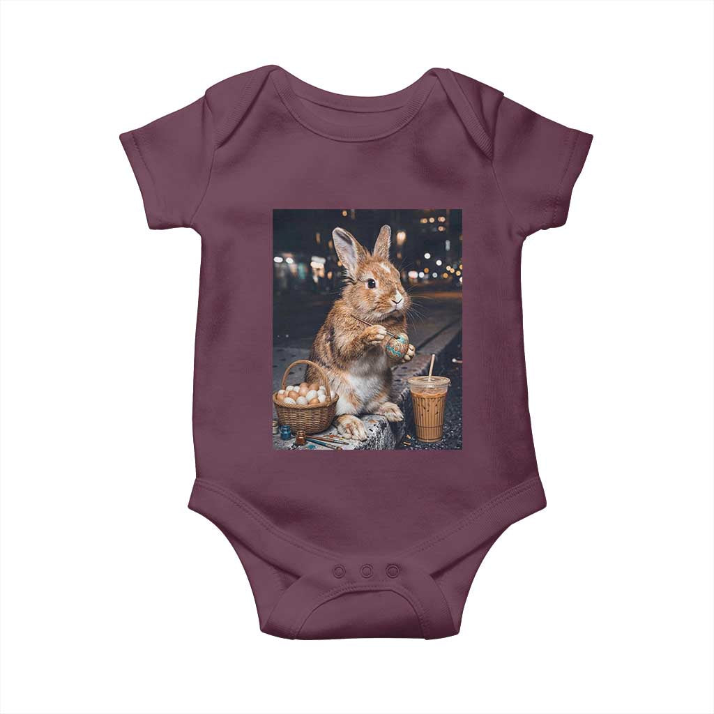 Easter Bunny Iced Coffee Baby Onesie Funny Rabbit Egg Painting