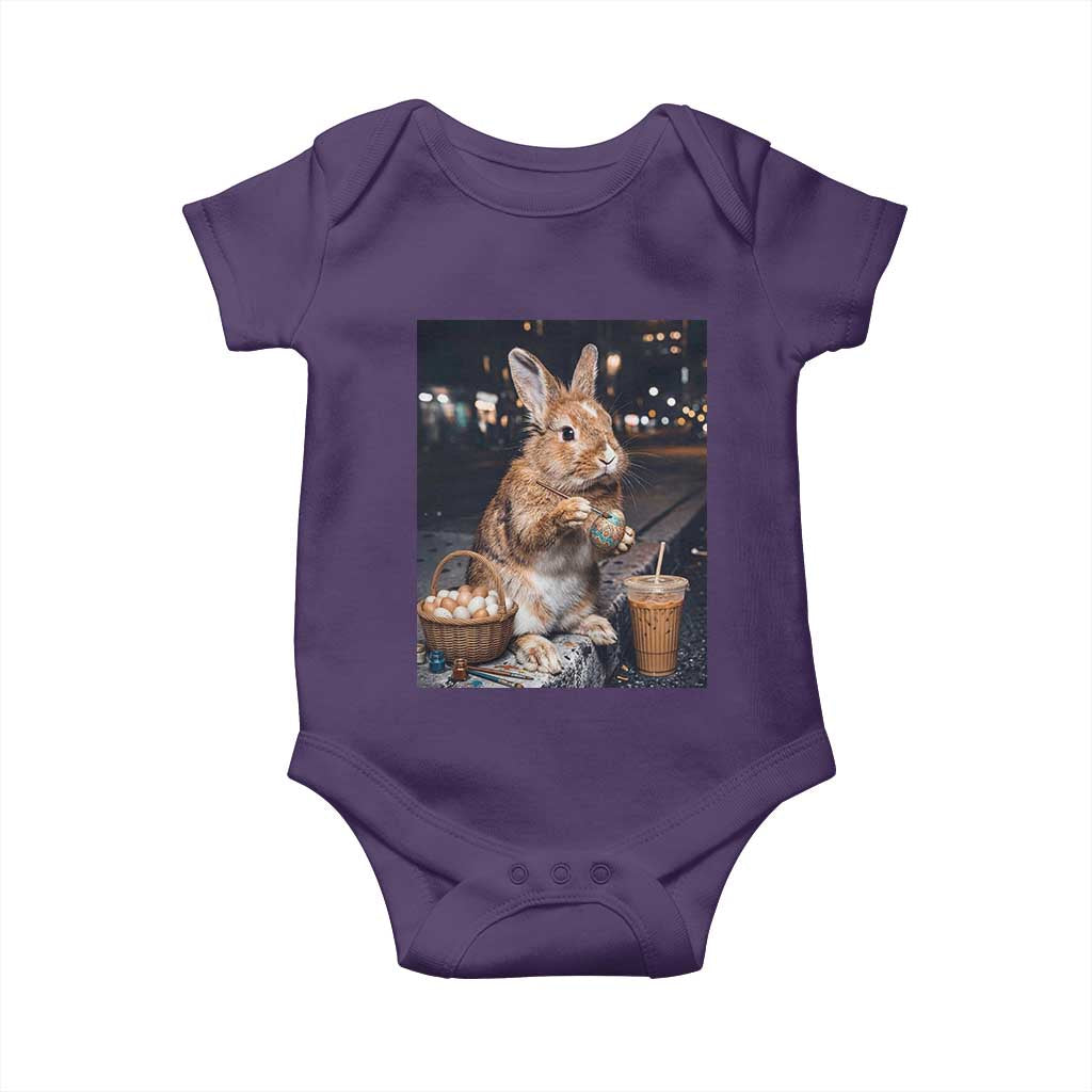 Easter Bunny Iced Coffee Baby Onesie Funny Rabbit Egg Painting