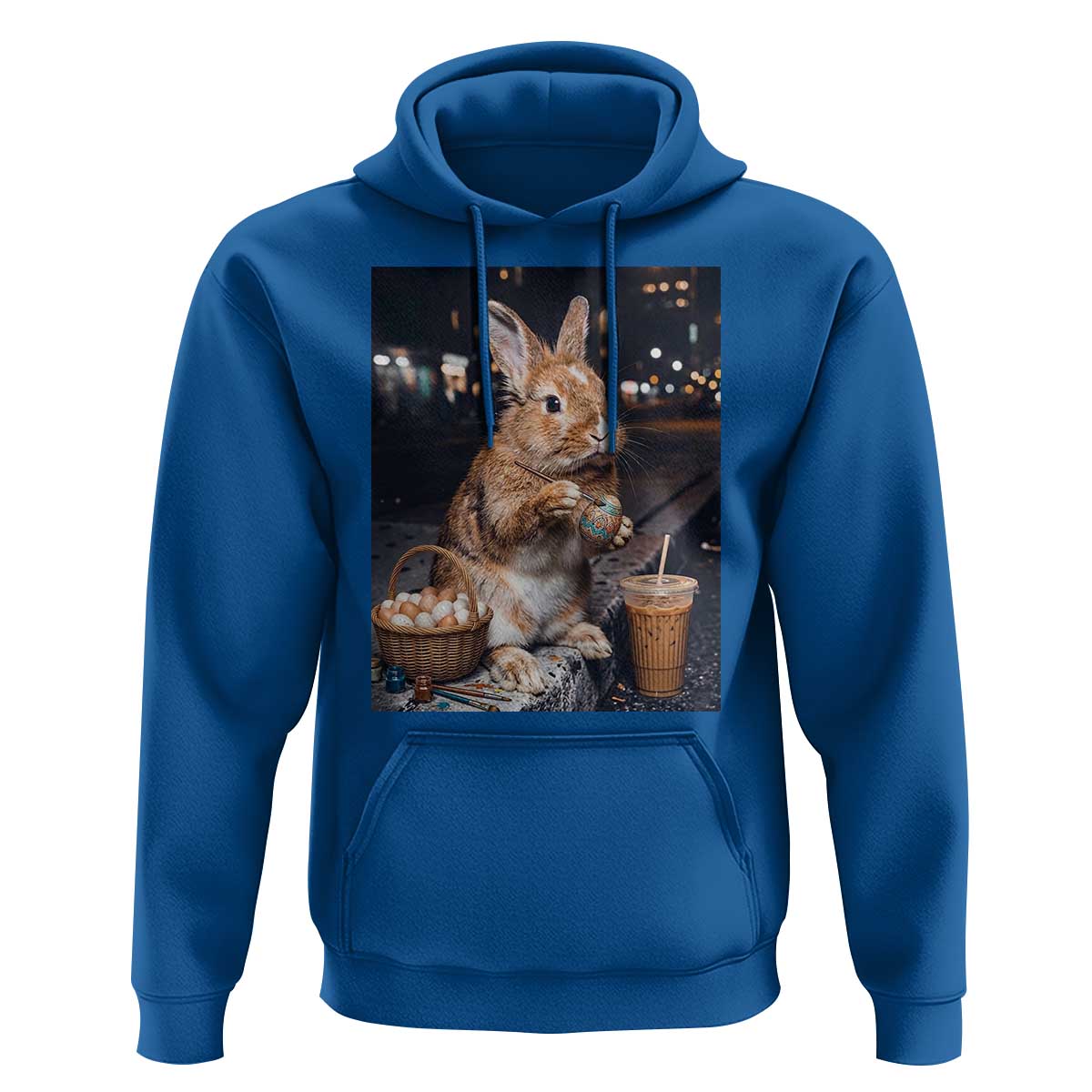 Easter Bunny Iced Coffee Hoodie Funny Rabbit Egg Painting