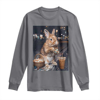 Easter Bunny Iced Coffee Long Sleeve Shirt Funny Rabbit Egg Painting