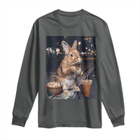 Easter Bunny Iced Coffee Long Sleeve Shirt Funny Rabbit Egg Painting