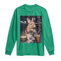Easter Bunny Iced Coffee Long Sleeve Shirt Funny Rabbit Egg Painting