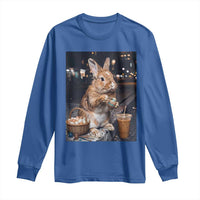 Easter Bunny Iced Coffee Long Sleeve Shirt Funny Rabbit Egg Painting