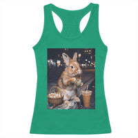 Easter Bunny Iced Coffee Racerback Tank Top Funny Rabbit Egg Painting