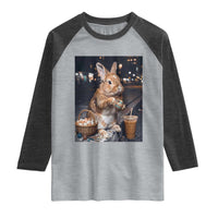 Easter Bunny Iced Coffee Raglan Shirt Funny Rabbit Egg Painting
