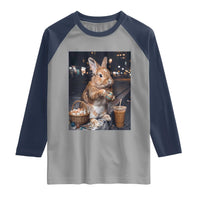 Easter Bunny Iced Coffee Raglan Shirt Funny Rabbit Egg Painting